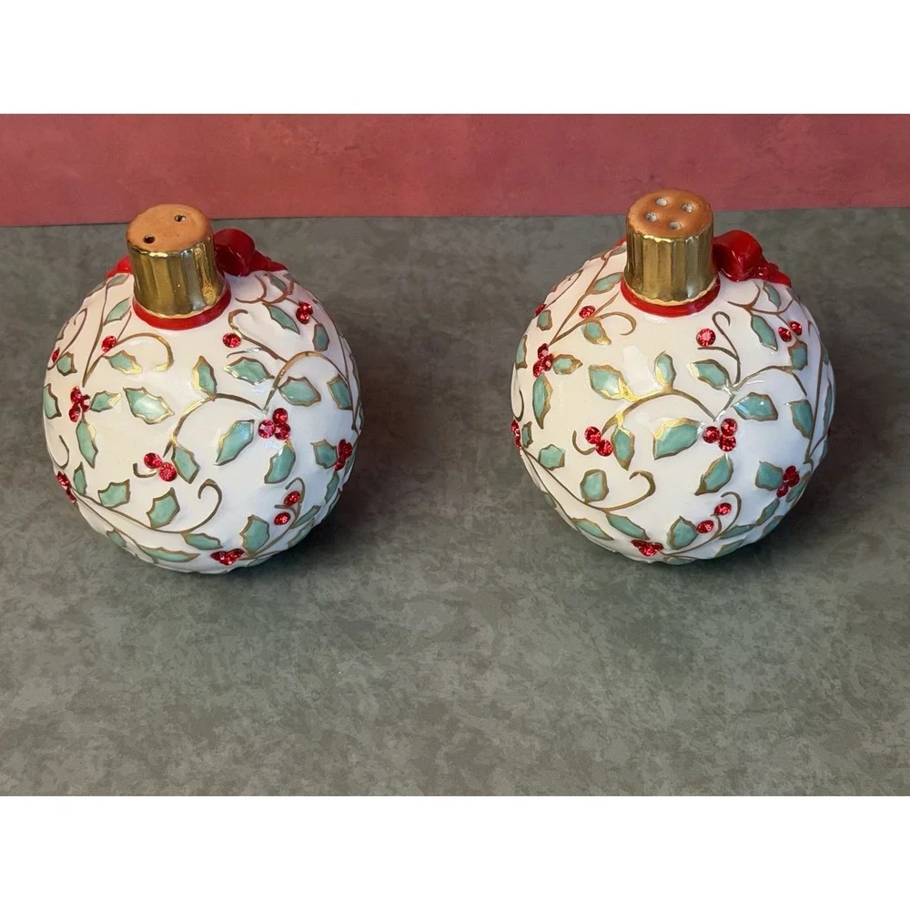 Lenox Christmas Bulb Salt & Pepper Shaker Set. Each Are  3